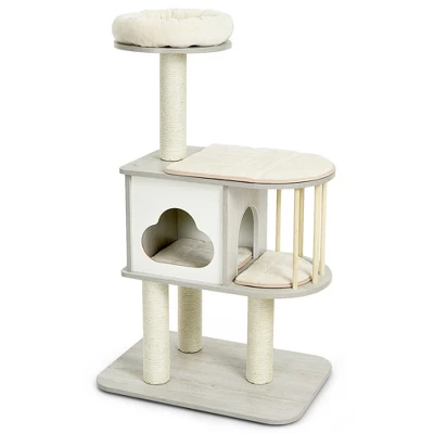 Costway 46'' Modern Wooden Cat Tree With Platform & Washable Cushions For Cats & Kittens 9 Costway 46'' Modern Wooden Cat Tree With Platform & Washable Cushions For Cats & Kittens - Image 9