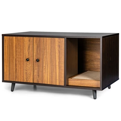 Costway Cat Litter Box Enclosure Cat Washroom Hidden Litter Box Enclosure Coffee 8 Costway Cat Litter Box Enclosure Cat Washroom Hidden Litter Box Enclosure Coffee - Image 8