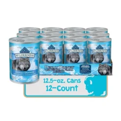 Blue Buffalo Wilderness Grain Free Wet Dog Food Denali Dinner With Wild Salmon, Venison & Halibut Fish - 12.5oz/12ct Pack