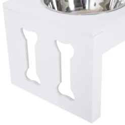 PawHut 23" Modern Decorative Dog Bone Wooden Heavy Duty Pet Food Bowl Elevated Feeding Station -PawHut Sales Store GUEST 7d3c9c18 6994 4e38 a3f4 aca34f2ad577