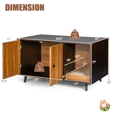 Costway Cat Litter Box Enclosure Cat Washroom Hidden Litter Box Enclosure Coffee 7 Costway Cat Litter Box Enclosure Cat Washroom Hidden Litter Box Enclosure Coffee - Image 7