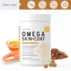 Chew + Heal Omega Skin + Coat, Dog Supplement, Salmon Oil With Essential Fatty Acids & Vitamins - 360 Delicious Chews