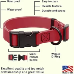 Dogline Biothane Waterproof Collar With QR Buckle Red