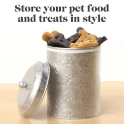 Amici Pet Puppy Paws Metal Food Canister, 64 Oz. , Galvanized Metal -PawHut Sales Store GUEST 81b2d9db 5f6c 45dc 8e66 acb5e4989e7c