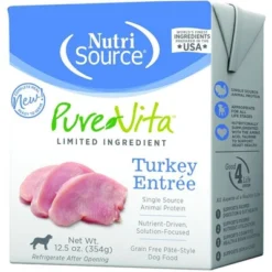 NutriSource PureVita Grain Free Turkey Entree Pate Style Tetra Pak Wet Dog Food - 12.5 Oz