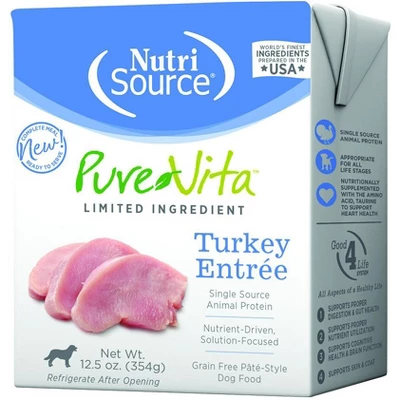 NutriSource PureVita Grain Free Turkey Entree Pate Style Tetra Pak Wet Dog Food - 12.5 Oz 1 NutriSource PureVita Grain Free Turkey Entree Pate Style Tetra Pak Wet Dog Food - 12.5 Oz