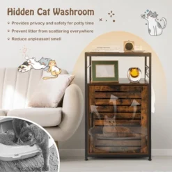 Costway Cat Litter Box Enclosure With Louvered Door& 3-Tier Shelf Cat House Side Table 17 Costway Cat Litter Box Enclosure With Louvered Door& 3-Tier Shelf Cat House Side Table -PawHut Sales Store GUEST 8376dabc 87b1 4fee 8aed 8094c556846b
