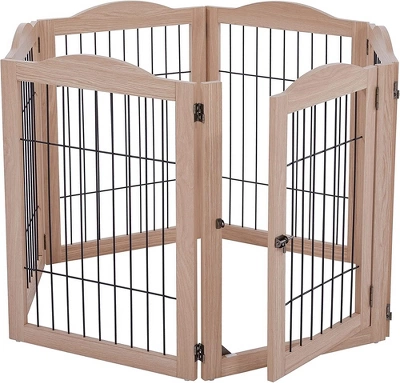 Arf Pets 30.5" Tall Freestanding Folding Dog Gate Extension - Walnut 5 Arf Pets 30.5" Tall Freestanding Folding Dog Gate Extension - Walnut - Image 5