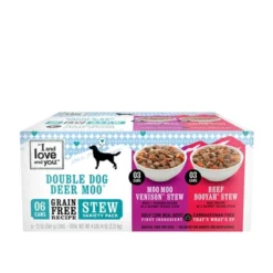 I And Love And You Multipack Beef Booyah Stew & Moo Moo Venison Stew Wet Dog Food - 78oz/6pk