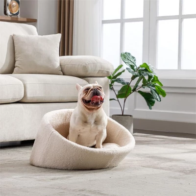 Pang Medium Size Luxurious Teddy Bear Cat Bed With E1 Solid Wood Frame-Maison Boucle 4 Pang Medium Size Luxurious Teddy Bear Cat Bed With E1 Solid Wood Frame-Maison Boucle - Image 4