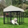 Lucky Dog STAY Series Kennel Outdoor Pet Pen With High Density Waterproof Polyester Roof Cover W/ UPF 50 Plus Protection