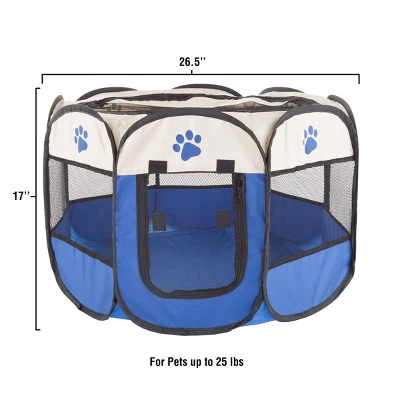Pet Adobe Pop-Up Pet Playpen With Carrying Case – Portable Indoor/Outdoor Pet Enclosure - Blue 4 Pet Adobe Pop-Up Pet Playpen With Carrying Case – Portable Indoor/Outdoor Pet Enclosure - Blue - Image 4
