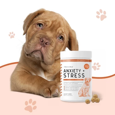 Chew + Heal Calming Anxiety Treats, Dog Supplement, Stress Relief For Travel, Storms & Fireworks - 120 Delicious Chews 5 Chew + Heal Calming Anxiety Treats, Dog Supplement, Stress Relief For Travel, Storms & Fireworks - 120 Delicious Chews - Image 5