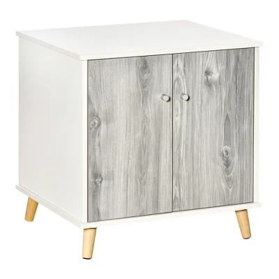 PawHut Wooden Cat Litter Box Enclosure, Multipurpose Anti-Tracking Pet Kitten House, Indoor End Table With Magnetic Doors & Storage Shelves, White 3 PawHut Wooden Cat Litter Box Enclosure, Multipurpose Anti-Tracking Pet Kitten House, Indoor End Table With Magnetic Doors & Storage Shelves, White - Image 3