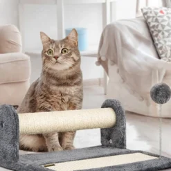 PAWBEE Cat Scratching Post & Scratching Pad – 14.5” Cat Post & Scratching Board With Soft Play Ball Toy - Covered With Natural Sisal Rope -PawHut Sales Store GUEST 8e10b0a7 d333 4d0c b24f b67ebdbc29f2