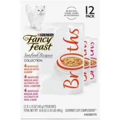 Fancy Feast Broths Seafood Bisque Gourmet Wet Cat Food Variety Pack - 1.4oz /12ct 10 Fancy Feast Broths Seafood Bisque Gourmet Wet Cat Food Variety Pack - 1.4oz /12ct -PawHut Sales Store GUEST 8e4cf8b5 0176 4a34 88ad 3f8f057d7409