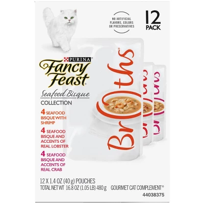 Fancy Feast Broths Seafood Bisque Gourmet Wet Cat Food Variety Pack - 1.4oz /12ct 4 Fancy Feast Broths Seafood Bisque Gourmet Wet Cat Food Variety Pack - 1.4oz /12ct - Image 4