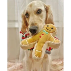 Midlee Christmas Sugar Cookie Plush Dog Toy (Gingerbread Man, Small)