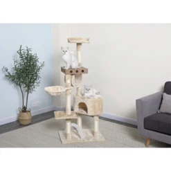 Go Pet Club 60" IQ Busy Box Cat Condo With Sisal Covered Scratching Posts SF066 - Beige