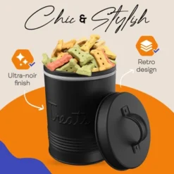 Amici Pet Retro Metal Storage Canister Treats Jar, 72 Oz. , Matte Black -PawHut Sales Store GUEST 94264d67 f7dd 4975 a00d a97b0267cf67