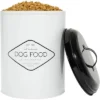 Amici Pet Buster Dog Food Metal Treat Storage Canister, 8.5 Qt,White W/ Black Lid
