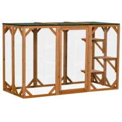 PawHut Wooden Outdoor Cat House Catio Kitten Enclosure Indoor Cage With Asphalt Roof, Multi-Level Platforms And Large Enter Door - 71"L -PawHut Sales Store GUEST 963936ed 2133 4068 b826 9fe331cc83d1