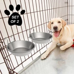 Pet Adobe Large Stainless Steel Hanging Pet Bowls For Crates, Kennels, And Pens - 48 Oz., Set Of 2