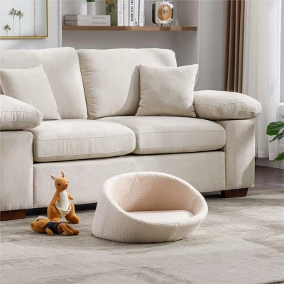 Pang Medium Size Luxurious Teddy Bear Cat Bed With E1 Solid Wood Frame-Maison Boucle 1 Pang Medium Size Luxurious Teddy Bear Cat Bed With E1 Solid Wood Frame-Maison Boucle