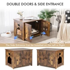 Tangkula Little Cat Box Enclosure Nightstand Cat House W/ Double Doors -PawHut Sales Store GUEST 9817cd76 a9c0 4340 9c17 10357e8ac066