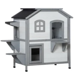 PawHut Wooden 2-Story Outdoor Cat House, Feral Cat Shelter Kitten Condo With Escape Door, Openable Asphalt Roof And 4 Platforms -PawHut Sales Store GUEST 993b674c 1574 4a17 bf6e 3ed7df4ea425