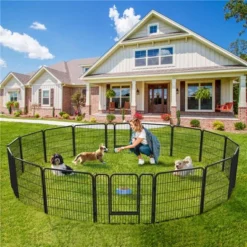 Yaheetech Heavy Duty 16 Panel Pet Playpen Dog Exercise Pen Black