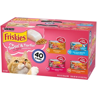 Purina Friskies Prime Filets Surfin' & Turfin' Favorites With Chicken,Tuna, Salmon, Fish And Beef Wet Cat Food - 5.5oz/40ct Variety Pack 5 Purina Friskies Prime Filets Surfin' & Turfin' Favorites With Chicken,Tuna, Salmon, Fish And Beef Wet Cat Food - 5.5oz/40ct Variety Pack - Image 5