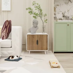 Abel Cat Litter Box Enclosure Multipurpose Anti Tracking Ventilation Holes With Magnetic Doors And Metal Legs Pet House-The Pop Home -PawHut Sales Store GUEST 9b857f62 a2e4 4b23 9ca5 30b5442331f0