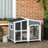 PawHut Cabin-Style Wooden Dog House For Large Dogs Outside With Openable Roof & Giant Window, Big Dog House Outdoor & Indoor, Dog Furniture, Gray