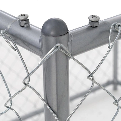 Lucky Dog Adjustable Heavy Duty Outdoor Galvanized Steel Chain Link Dog Kennel Enclosure With Latching Door, And Raised Legs 4 Lucky Dog Adjustable Heavy Duty Outdoor Galvanized Steel Chain Link Dog Kennel Enclosure With Latching Door, And Raised Legs - Image 4