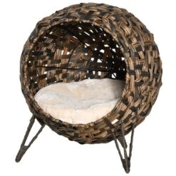 PawHut 20.5" Rattan Cat Bed, Elevated Wicker Kitten House Round Condo With Cushion -PawHut Sales Store GUEST 9fe56891 6e72 4a4a b782 cbf642fb667b