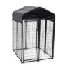 Lucky Dog Uptown Covered Dog Kennel With Lucky Dog Wire Dog Fence Pet Kennel