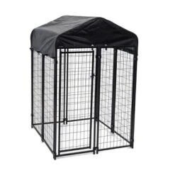 Lucky Dog Uptown Covered Dog Kennel With Lucky Dog Wire Dog Fence Pet Kennel