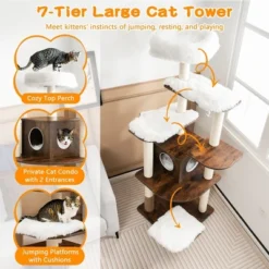 Costway Wooden Cat Tree 71'' 7-Layer Cat Tower With Sisal Scratching Posts Perch & Cushions Brown/Natural -PawHut Sales Store GUEST a0bb132e 337b 426e 9653 02958a3e409b
