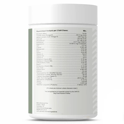 Chew + Heal Taster's Trio Dog Supplement Bundle, Omega Skin + Coat, 4-in-1 Support, Anxiety + Stress - 180 Total Chews 5 Chew + Heal Taster's Trio Dog Supplement Bundle, Omega Skin + Coat, 4-in-1 Support, Anxiety + Stress - 180 Total Chews - Image 5