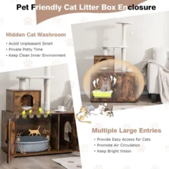Costway 2-in-1 Wooden Litter Box Enclosure With Cat Tree Hidden Washroom Furniture -PawHut Sales Store GUEST a49084f5 ae10 4725 aeb7 688ca9d20bdc