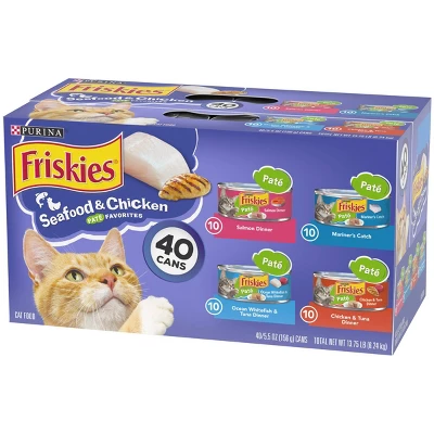 Purina Friskies Paté Tuna, Salmon, Fish & Chicken Favorites Wet Cat Food - 5.5oz/40ct Variety Pack 4 Purina Friskies Paté Tuna, Salmon, Fish & Chicken Favorites Wet Cat Food - 5.5oz/40ct Variety Pack - Image 4