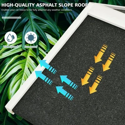 Costway 2-Tier Wooden Cat House Outdoor Kitty Shelter W/ Escape Door Rainproof 6 Costway 2-Tier Wooden Cat House Outdoor Kitty Shelter W/ Escape Door Rainproof - Image 6