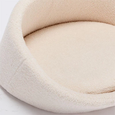 Pang Medium Size Luxurious Teddy Bear Cat Bed With E1 Solid Wood Frame-Maison Boucle 6 Pang Medium Size Luxurious Teddy Bear Cat Bed With E1 Solid Wood Frame-Maison Boucle - Image 6