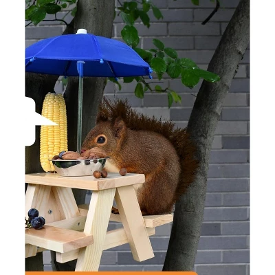 Homarden Squirrel Feeder Table With Umbrella - Blue 2 Homarden Squirrel Feeder Table With Umbrella - Blue - Image 2
