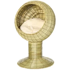 PawHut Elevated Cat Bed With Rotatable Egg Chair Pod, Cat Basket Bed With Thick Cushion, Natural Mat Grass Woven Kitty House 7 PawHut Elevated Cat Bed With Rotatable Egg Chair Pod, Cat Basket Bed With Thick Cushion, Natural Mat Grass Woven Kitty House -PawHut Sales Store GUEST aaccd429 f0f2 4126 ad15 cae2f9162ac8