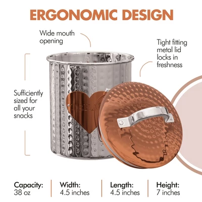 Amici Pet Rosie Treats Small Storage Canister, 38 Oz. , Rose Gold 1 Amici Pet Rosie Treats Small Storage Canister, 38 Oz. , Rose Gold