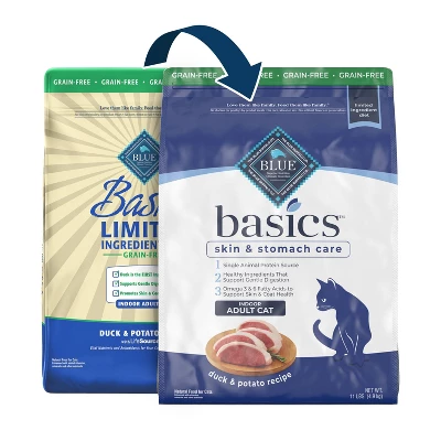 Blue Buffalo Basics Skin & Stomach Care Grain Free Natural Indoor With Duck & Potato Adult Dry Cat Food - 11lbs 1 Blue Buffalo Basics Skin & Stomach Care Grain Free Natural Indoor With Duck & Potato Adult Dry Cat Food - 11lbs