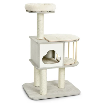 Costway 46'' Modern Wooden Cat Tree With Platform & Washable Cushions For Cats & Kittens 7 Costway 46'' Modern Wooden Cat Tree With Platform & Washable Cushions For Cats & Kittens - Image 7