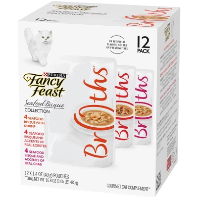 Fancy Feast Broths Seafood Bisque Gourmet Wet Cat Food Variety Pack - 1.4oz /12ct 5 Fancy Feast Broths Seafood Bisque Gourmet Wet Cat Food Variety Pack - 1.4oz /12ct - Image 5